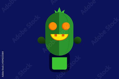 a cactus with a ghostly figure in a desert ideal for halloween decor vector illustration