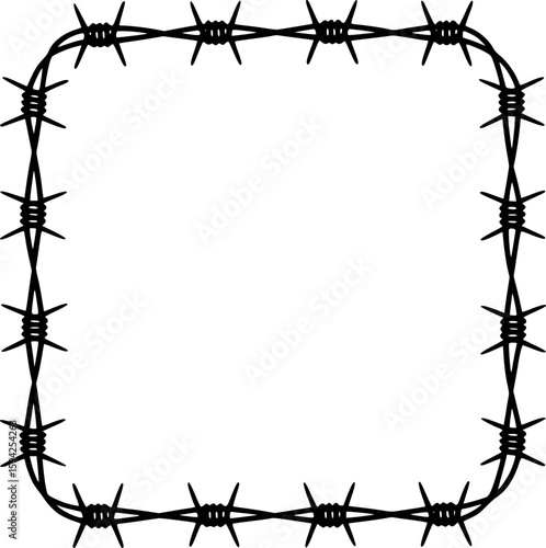 Barbed wire border with sharp points and twisted strands vector