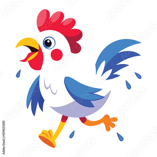 A drawing of a funny vector chicken illustration