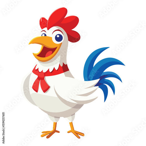 A drawing of a funny vector chicken illustration