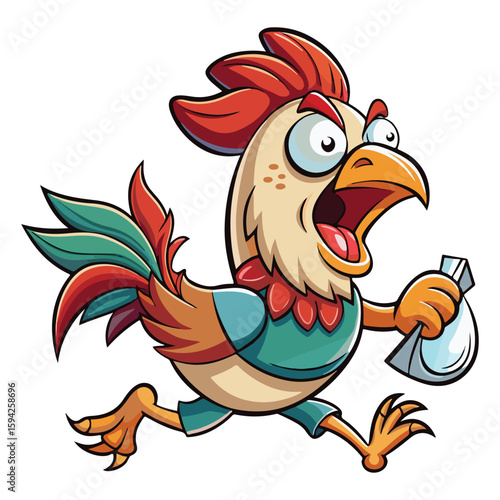 A drawing of a funny vector chicken illustration