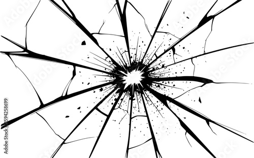 Black abstract shattered glass pattern broken