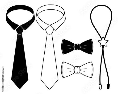 Black and white formal neckwear collection ties bowties