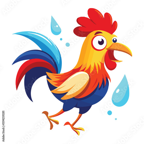 A drawing of a funny vector chicken illustration