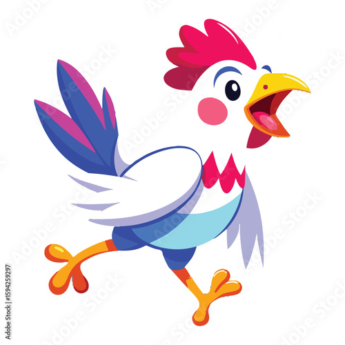 A drawing of a funny vector chicken illustration