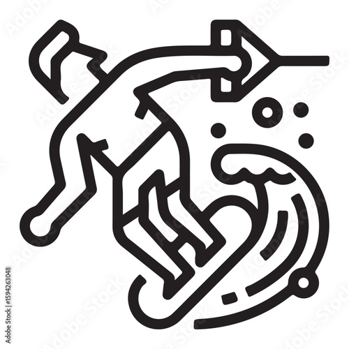 Sandy Slalom Icon - Ski Gates in Beach Sand - EPS 10 Vector