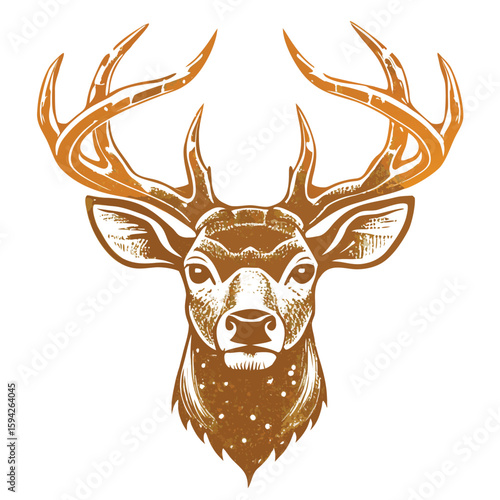 A stylized vector of a deer skull with large antlers, often used in tattoo, gothic, or western art styles.

