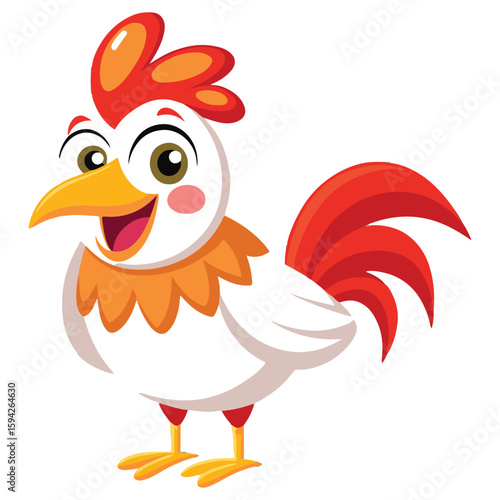 A drawing of a funny vector chicken illustration