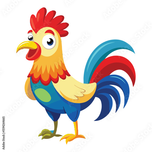 A drawing of a funny vector chicken illustration