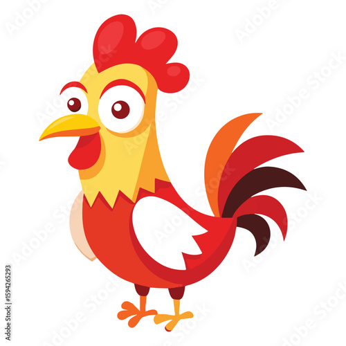 A drawing of a funny vector chicken illustration