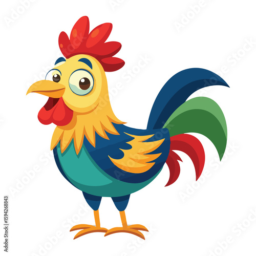 A drawing of a funny vector chicken illustration