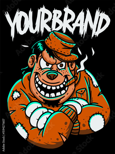 tshirt design illustration graphic streetwear monster prisoner jail smoke orange inmate
