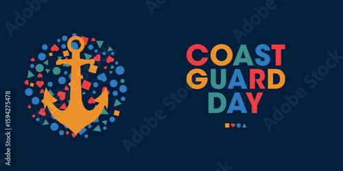 Coast Guard Day, Colorful Poster, Banner Design Template.