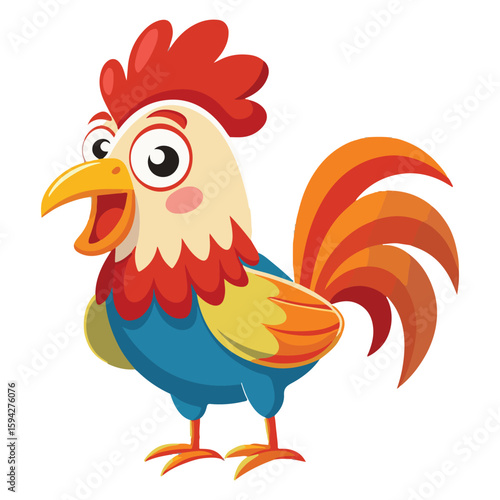 A drawing of a funny vector chicken illustration