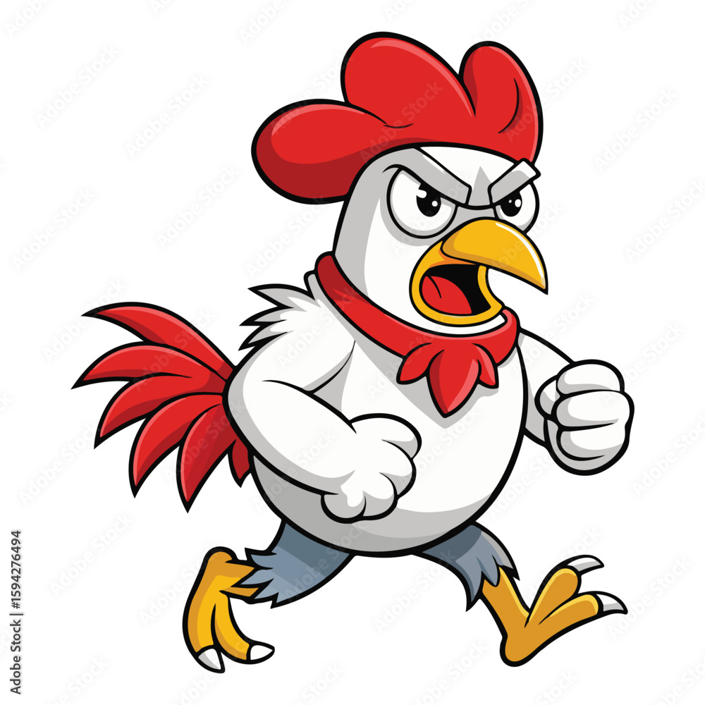 Naklejka premium A drawing of a funny vector chicken illustration