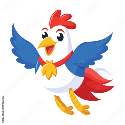 A drawing of a funny vector chicken illustration