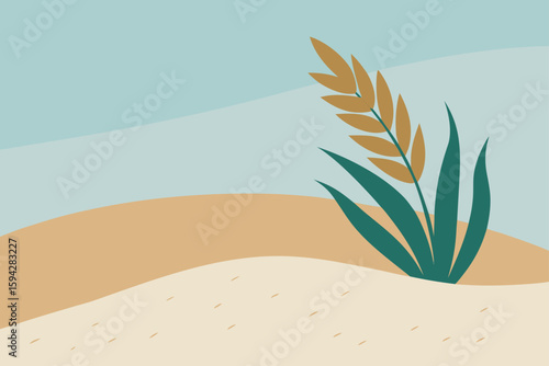 coastal flora with textured sand and light breeze