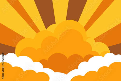 cloudy sky breaking into golden evening rays illustration