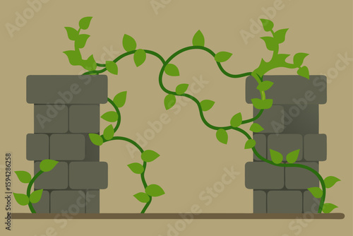 thick vines wrapping around old stone wall