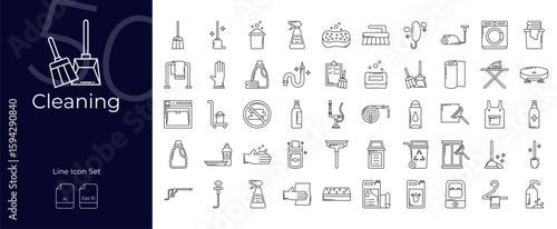 Cleaning Line Editable Icons set. Vector illustration in modern thin line style of Cleaning icons: clean, hygiene, housework, etc