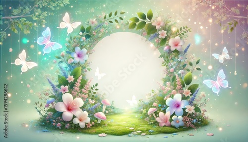 花や植物 キラキラ光るステージ