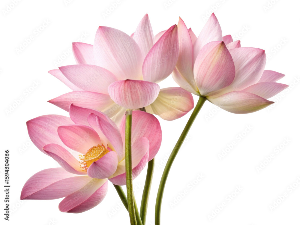 Beautiful lotus flowers bloom gracefully, showcasing delicate petals in shades of pink and white, symbolizing purity and tranquility Beautiful lotus flowers bloom gracefully, showcasing delicate petals in shades of pink and white, symbolizing purity and tranquility