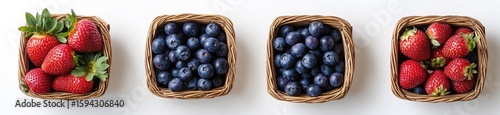 Wallpaper Mural Fresh berries in small woven baskets Torontodigital.ca