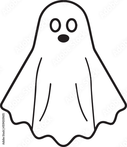 Cute ghost outline vector illustration line art