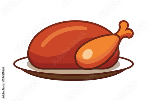 Turkey meat vector illustration with fresh raw turkey cuts and poultry elements for cooking design