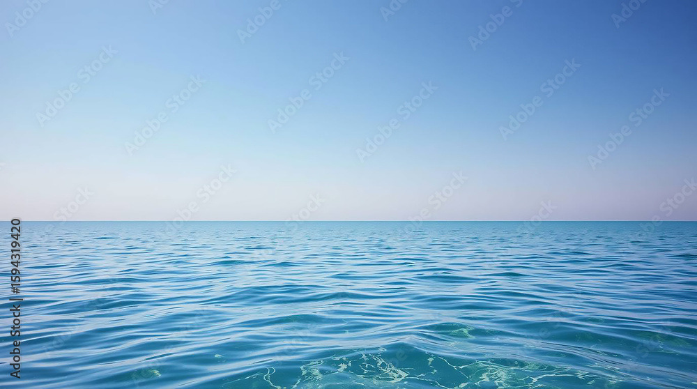 Fototapeta premium Ai generated image of the vast expanse of the ocean meets the clear blue sky, creating a serene and tranquil seascape