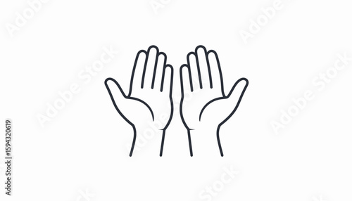 Two hands raised in a gesture of prayer or supplication.
