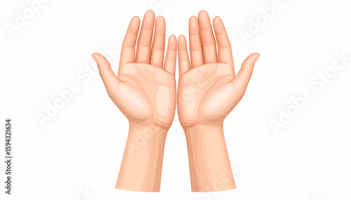 Two open palms facing upwards, light skin tone, detailed illustration.