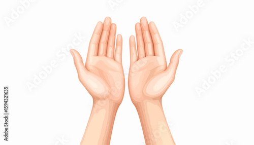 Two hands, palms upward, displayed against a clean white background, offering something.
