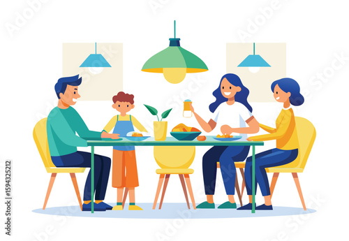 happy family celebrating thanksgiving dinner together vector illustration festive holiday clipart