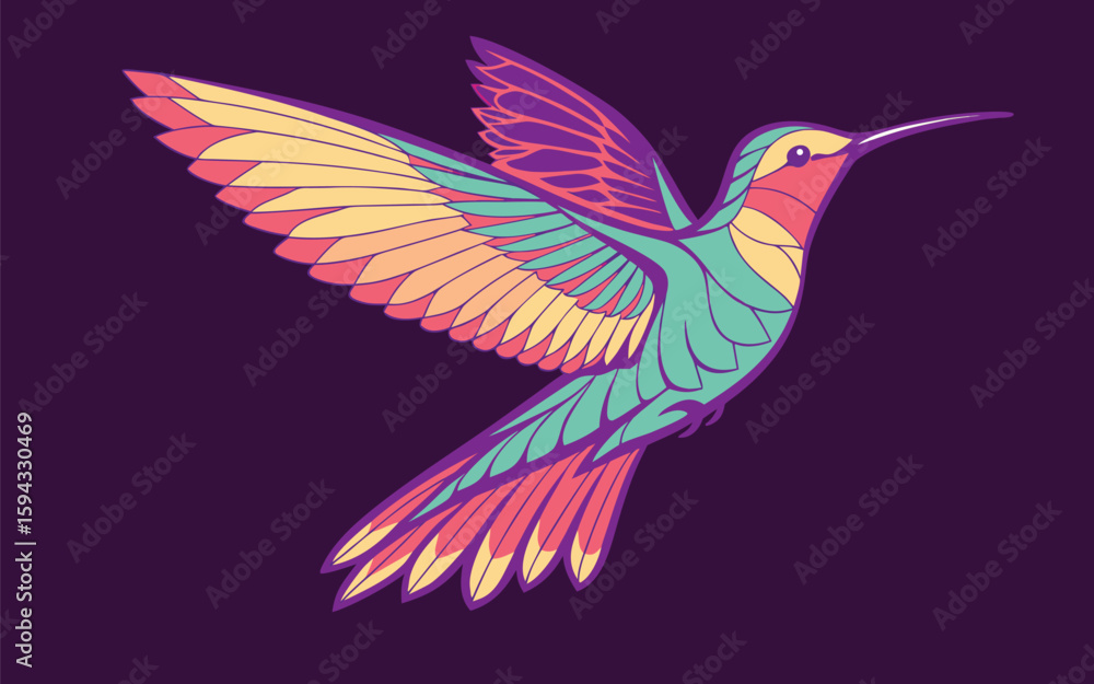 Fototapeta premium vector illustration of a hummingbird