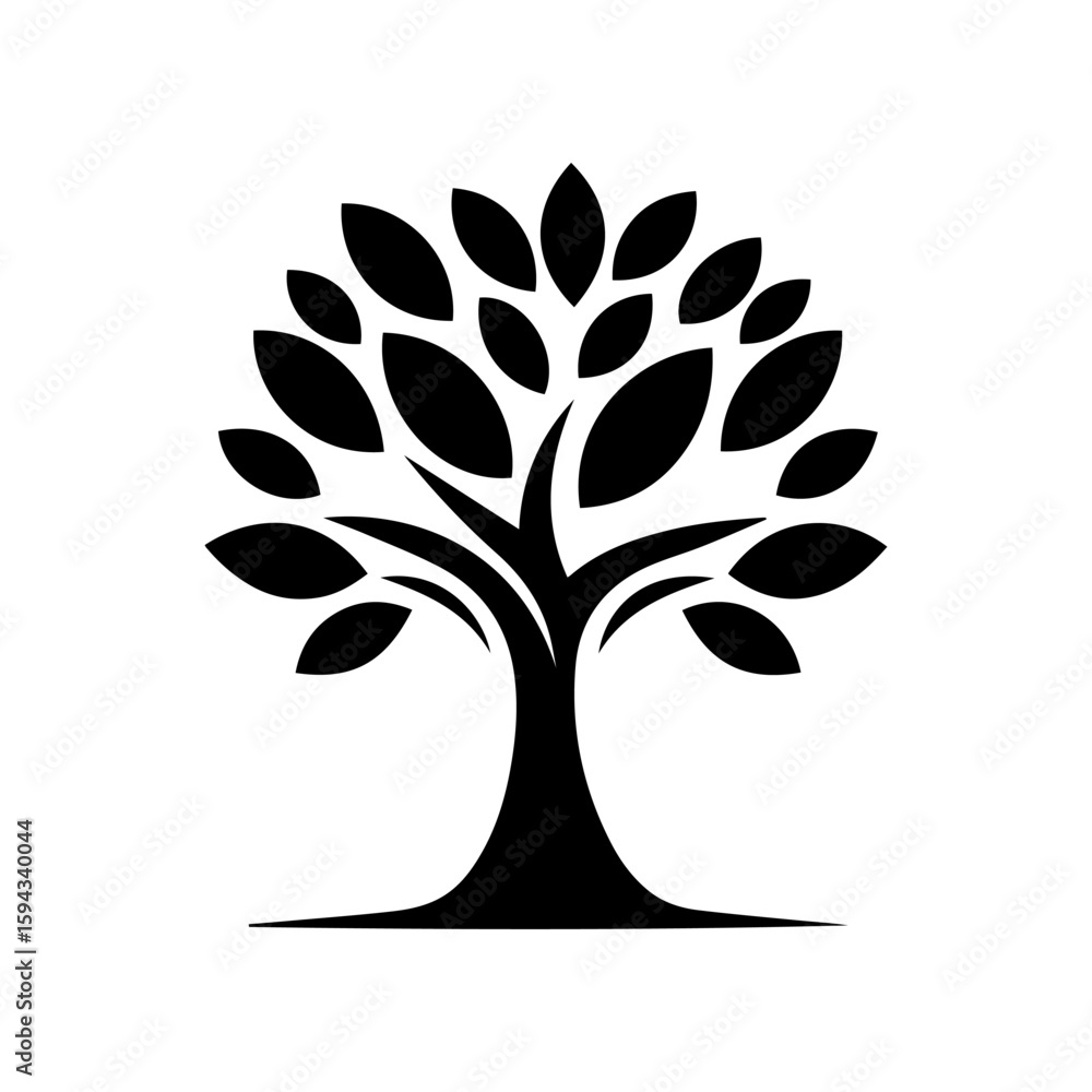 Stylized Black Tree Silhouette Stylized Black Tree Silhouette