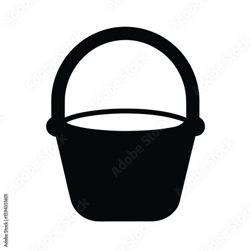 Handled basket silhouette for shopping or fruit picking on clean white background  