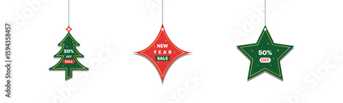 Christmas, offer, sale, new year sale, 50% off sale tag design in eps 10.