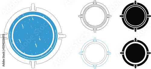Porthole window vector set, ship window, boat window, porthole clip art, nautical window illustration editable