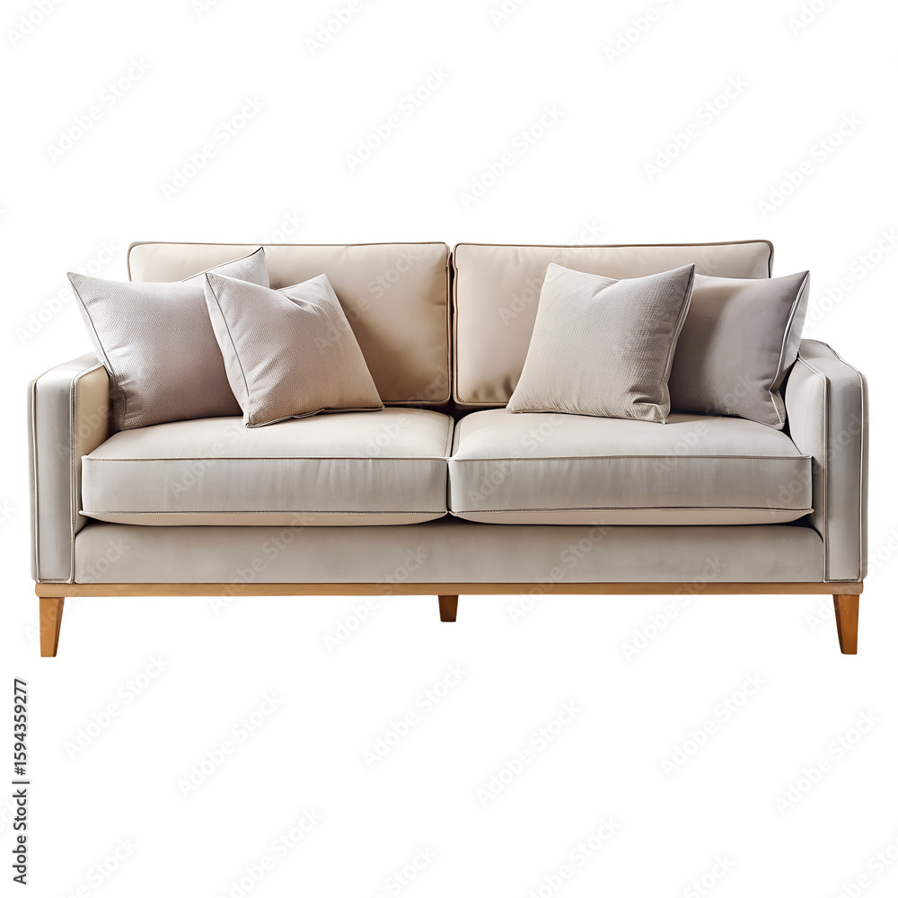 Obraz premium Modern Scandinavian Velvet Sofa or Armchair Furniture PNG for Minimalist Decor and Home Design Projects, sofa sets, sectional.