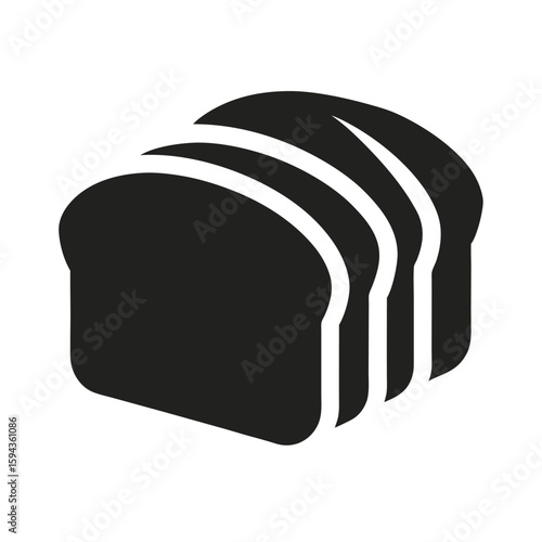 Silhouette of sliced bread loaf for bakery or breakfast food design on white background  
