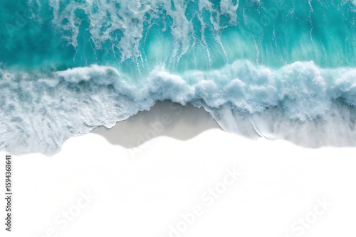 beach ocean  wave  top  view isolated on white background PNG, AI GENERATED