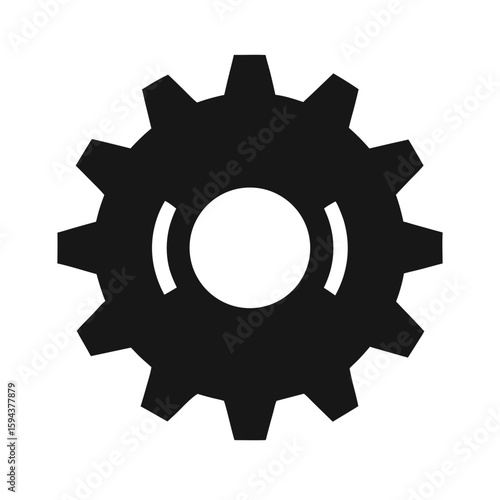 Gear or cogwheel silhouette simple mechanical engineering icon on white background
