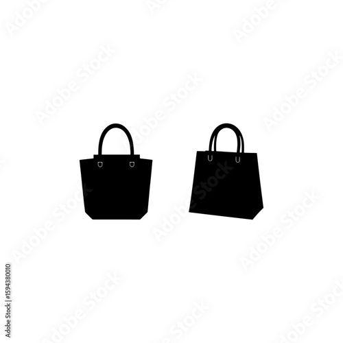 
Set of shopping bag full black silhouette vector illustration design 