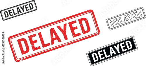 Delayed stamp vector set for graphic design projects and business communications, vector illustration editable