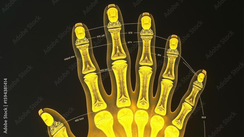 Fototapeta premium Close up of glowing hand bones