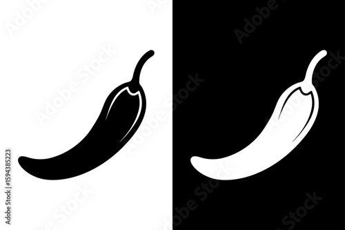 Cayenne Pepper Glyph Icon. Hot Vegetable Silhouette Vector on Black and White