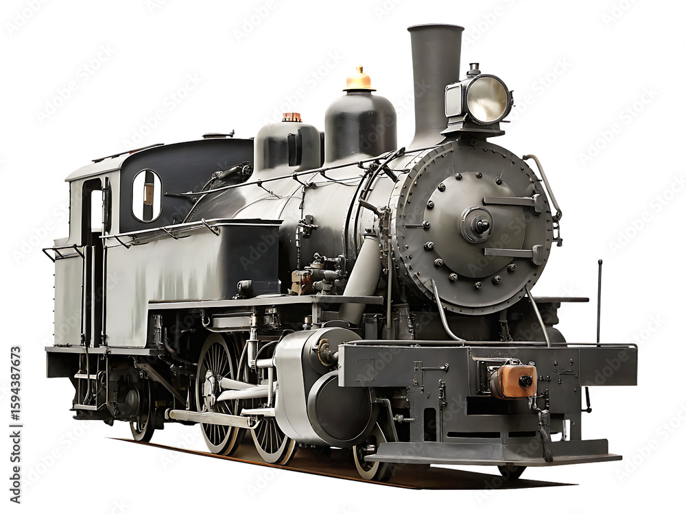 Fototapeta premium steam locomotive train isolated on white background PNG, AI GENERATED