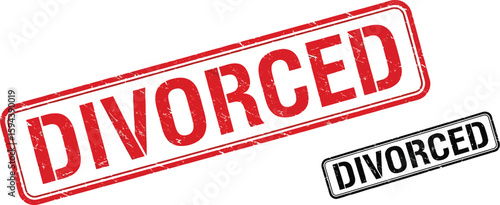 Divorced stamp vector image for legal separation and relationship breakup concept with grunge effect design editable