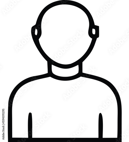 Simple outline icon of a person wearing headphones representing a user listener or individual engaged in audio activities